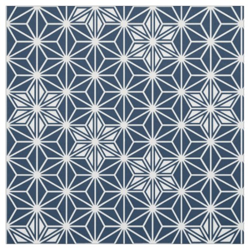 Japanese Asanoha or Star Pattern indigo blue Fabric