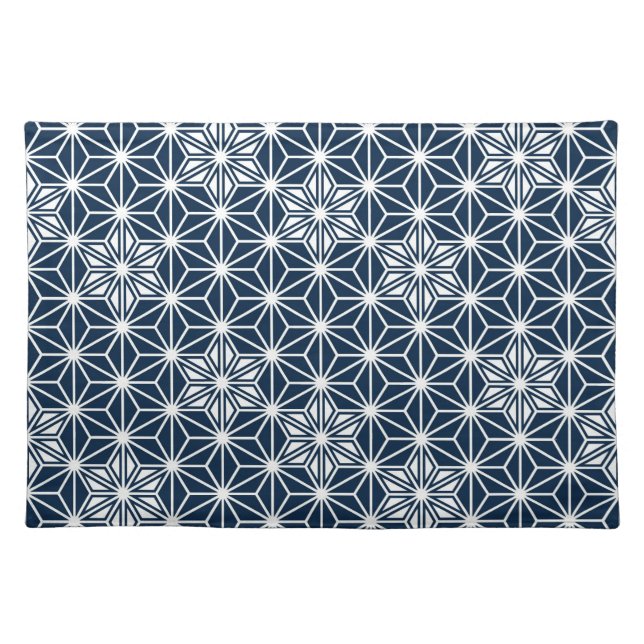 Japanese Asanoha or Star Pattern, indigo blue Placemat (Front)