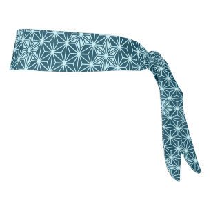 Japanese Asanoha or Star Pattern, Indigo Blue Tie Headband