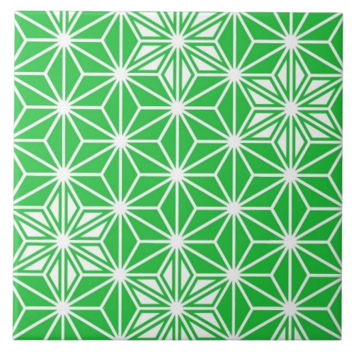 Japanese Asanoha or Star Pattern jade green Ceramic Tile
