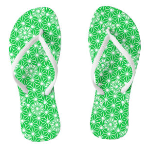Japanese Asanoha or Star Pattern, jade green Flip Flops