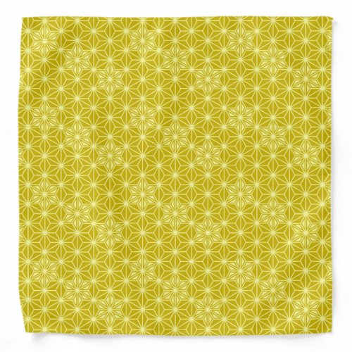 Japanese Asanoha or Star Pattern mustard gold Bandana