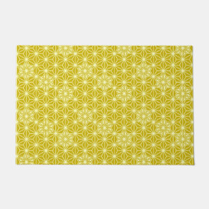 Japanese Asanoha or Star Pattern, Mustard Gold Doormat