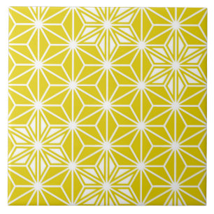 Japanese Asanoha or Star Pattern, mustard yellow Tile