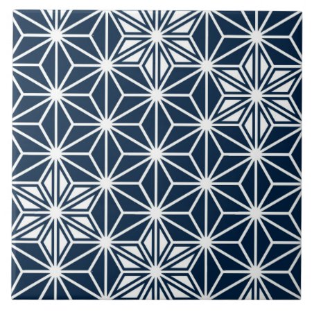 Japanese Asanoha Or Star Pattern, Navy Blue Ceramic Tile