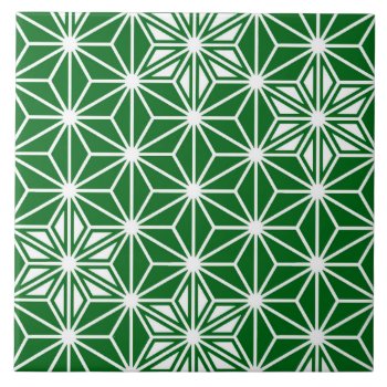 Japanese Asanoha Or Star Pattern  Pine Green Tile by Floridity at Zazzle