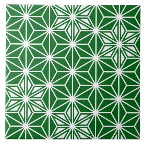 Japanese Asanoha or Star Pattern pine green Tile