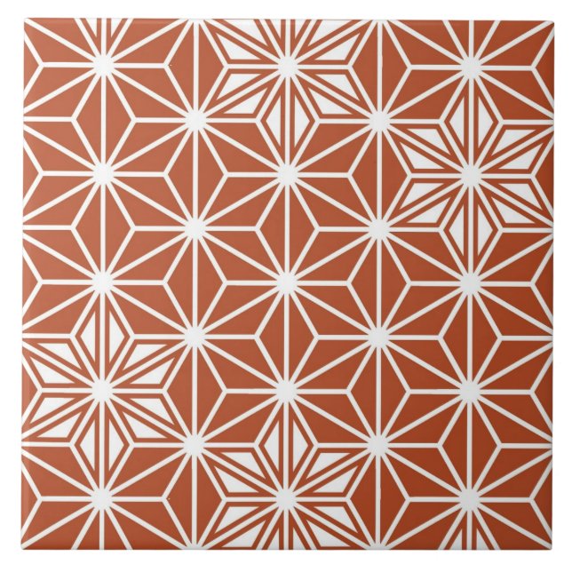 Japanese Asanoha or Star Pattern, terracotta Ceramic Tile (Front)