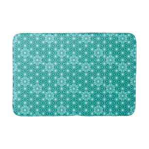Japanese Asanoha  or Star Pattern - turquoise Bathroom Mat
