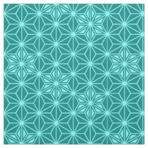 Japanese Asanoha or Star Pattern, turquoise Fabric
