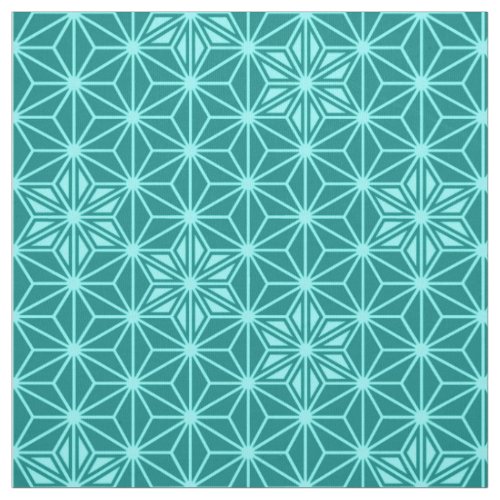 Japanese Asanoha or Star Pattern turquoise Fabric