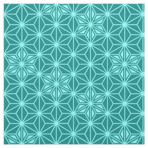 Japanese Asanoha or Star Pattern, turquoise Fabric