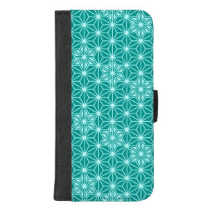 Japanese Asanoha or Star Pattern, turquoise iPhone 8/7 Plus Wallet Case