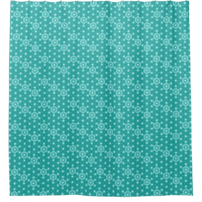 Japanese Asanoha  or Star Pattern - turquoise Shower Curtain (Front)