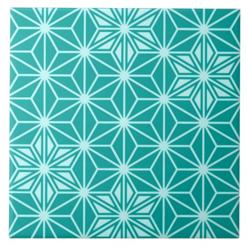 Japanese Asanoha or Star Pattern turquoise Tile