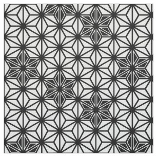Japanese Asanoha or Star Pattern, white and black Fabric