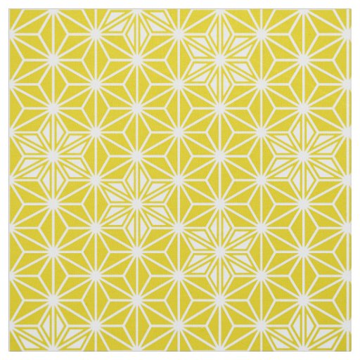 Japanese Asanoha or Star Pattern, yellow and white Fabric