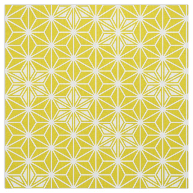 Japanese Asanoha or Star Pattern, yellow and white Fabric (Swatch)