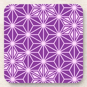 Japanese Asanoha Pattern - Amethyst Purple Coaster by Floridity at Zazzle
