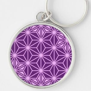 Japanese Asanoha pattern - amethyst purple Keychain
