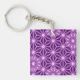 Japanese Asanoha pattern - amethyst purple Keychain