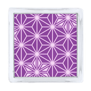 Japanese Asanoha pattern - amethyst purple Silver Finish Lapel Pin