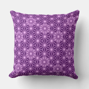 Japanese Asanoha pattern - amethyst purple Throw Pillow