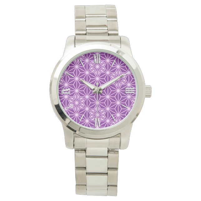Japanese Asanoha pattern - amethyst purple Watch (Front)