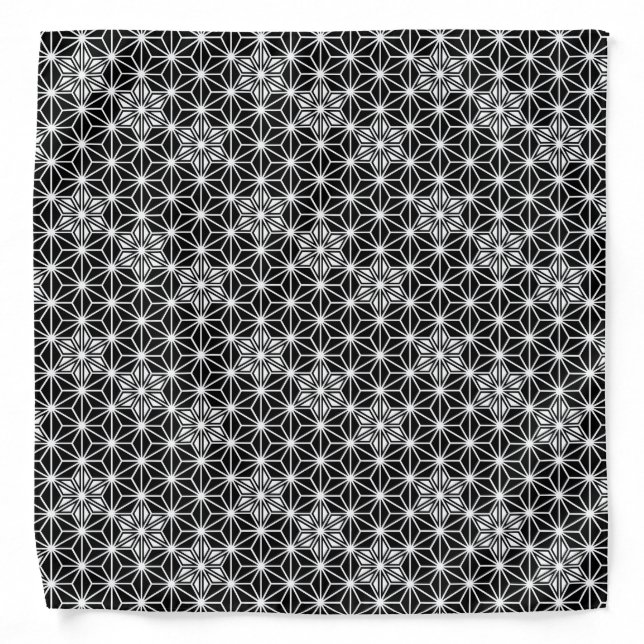 Japanese Asanoha pattern - black and white Bandana (Front)