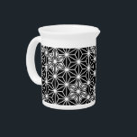 Japanese Asanoha pattern - black and white Beverage Pitcher<br><div class="desc">The traditional Japanese Asanoha,  or star pattern in black outlined in white</div>