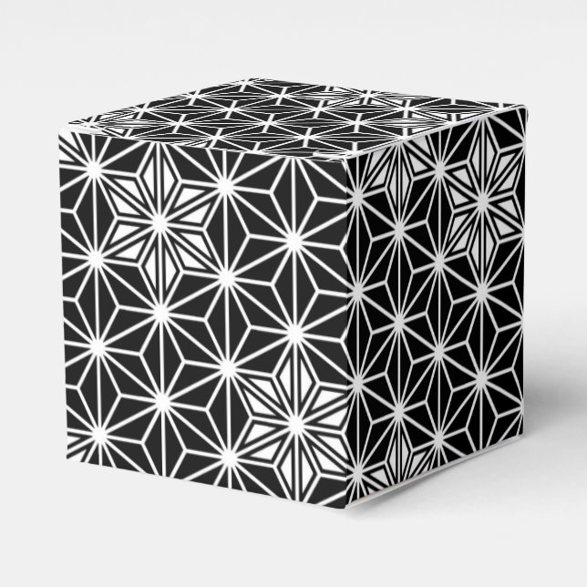 Japanese Asanoha pattern - black and white Favor Boxes (Front Side)