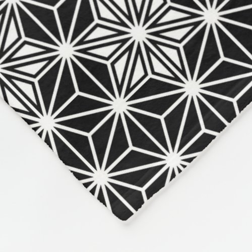 Japanese Asanoha pattern _ black and white Fleece Blanket