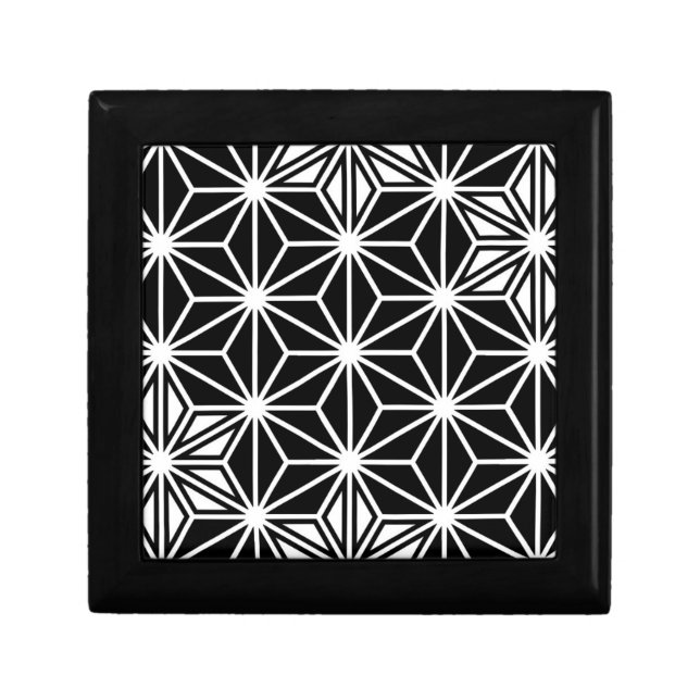 Japanese Asanoha pattern - black and white Keepsake Box (Front)