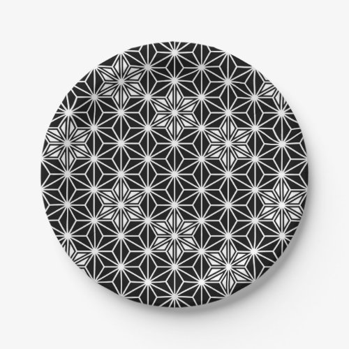 Japanese Asanoha pattern _ black and white Paper Plates