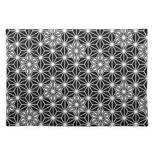 Japanese Asanoha pattern - black and white Placemat