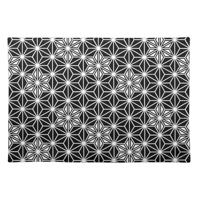 Japanese Asanoha pattern - black and white Placemat (Front)