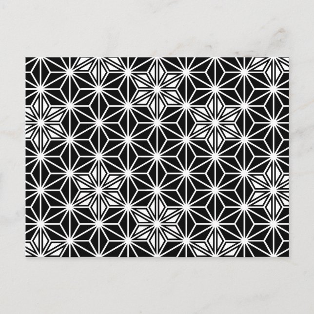 Japanese Asanoha pattern - black and white Postcard (Front)