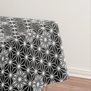 Japanese Asanoha pattern - black and white Tablecloth