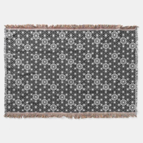 Japanese Asanoha Pattern Black and White Throw Blanket