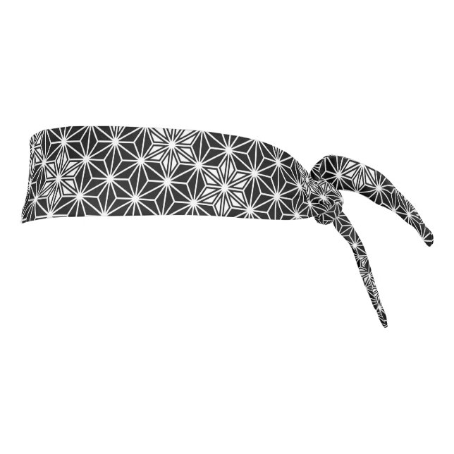 Japanese Asanoha pattern - black and white Tie Headband (Rotate 90)