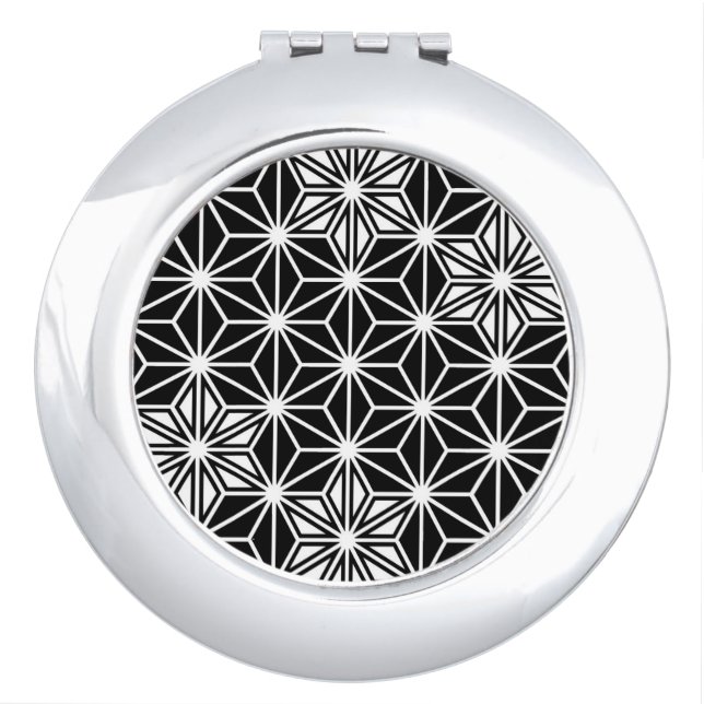 Japanese Asanoha pattern - black and white Vanity Mirror (Front)