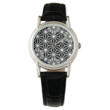 Japanese Asanoha Pattern - Black And White Watch by Floridity at Zazzle