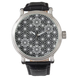 Japanese Asanoha pattern - black and white Watch