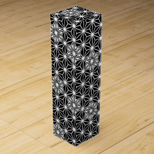 Japanese Asanoha pattern - black and white Wine Box