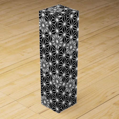 Japanese Asanoha pattern _ black and white Wine Box