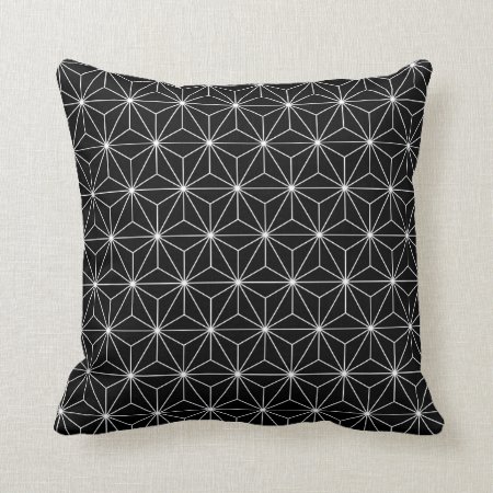 Japanese Asanoha Pattern Black Throw Pillow