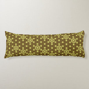 Japanese Asanoha pattern - brown and yellow Body Pillow