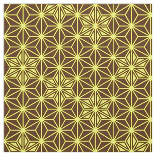 Japanese Asanoha pattern _ brown and yellow Fabric