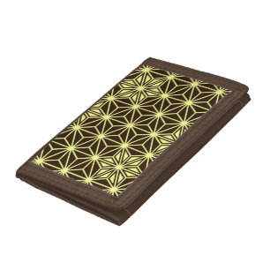 Japanese Asanoha pattern - brown and yellow Tri-fold Wallet