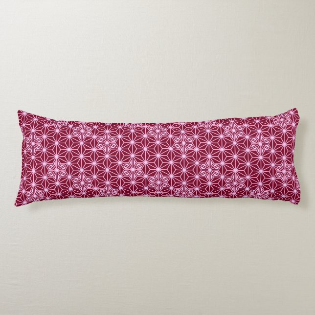 Japanese Asanoha pattern - burgundy Body Pillow (Front)